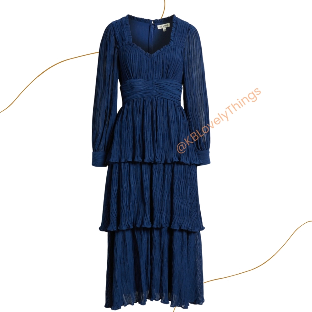 Mila MAE Ruffle Long Sleeve Midi Dress